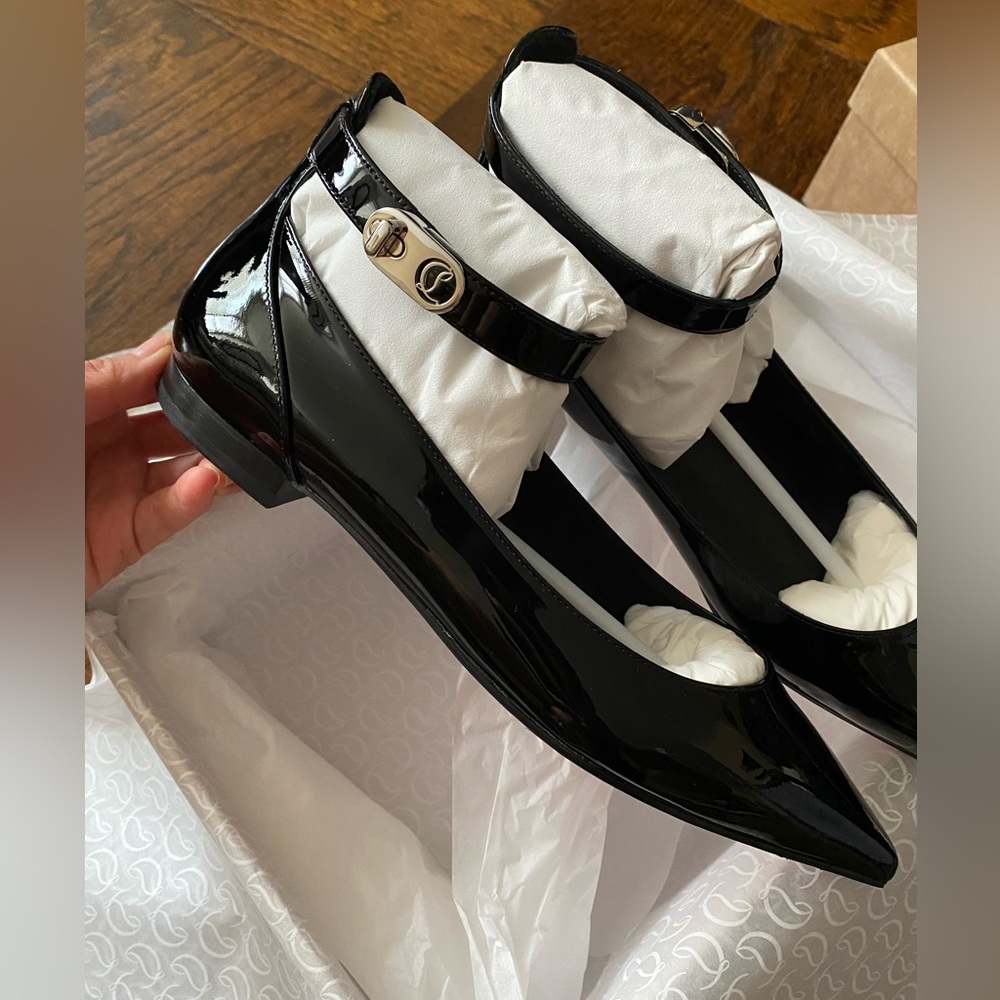Christian Louboutin Lock Ballerina Flats, Patent, Black, 36.5 - Picture 6 of 11